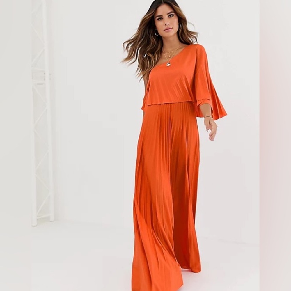 ASOS DESIGN one shoulder pleated crop top maxi dress